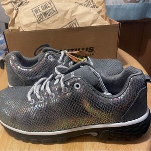 Nautilus Womens N2165 Spark Silver Safety Shoes sneakersSize 7 MED